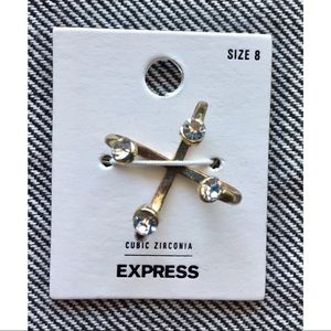 EXPRESS Open-Space Gold Rhinestone Ring NWT